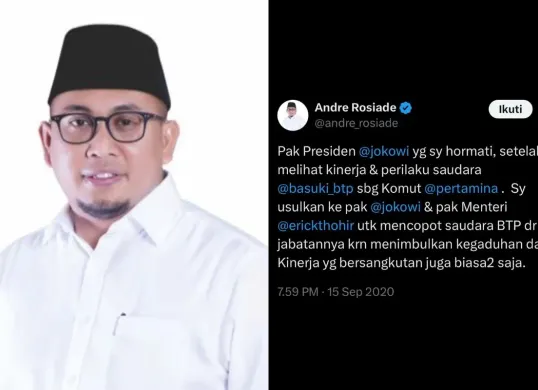 Andre Rosiade pernah minta jabatan Ahok di Pertamina dicopot (Sumber: X/@andre_rosiade)