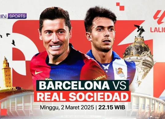 Link live streaming Barcelona vs Real Sociedad. (Sumber: Vidio)