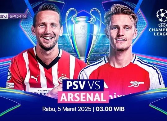 Link live streaming PSV vs Arsenal di leg pertama babak 16 besar Liga Champions Eropa. (Sumber: Vidio)