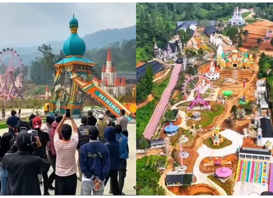 Gubernur Jawa Barat Dedi Mulyadi membongkar Wisata Hibisc Fantasy yang beroperasi di Kawasan Puncak karena melanggar perizinan. Wisata tersebut dikelola oleh PT Jaswita yang merupakan BUMD Provinsi Jabar. (Sumber: Capture Instagram Indodrone)