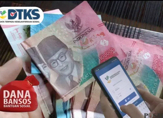 Informasi mengenai penyaluran dana bansos tahap pertama. (Sumber: Poskota/Faiz)