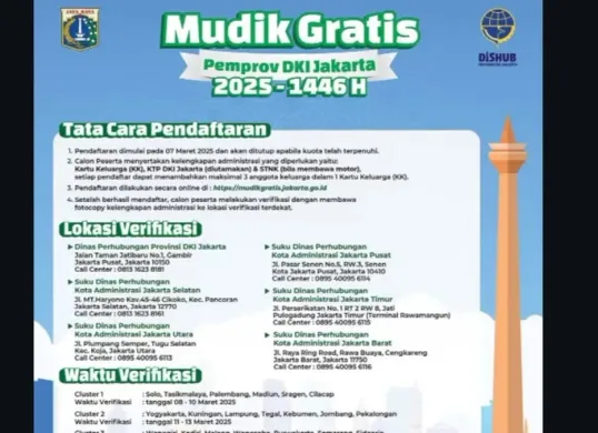 Poster mudik gratis lebaran 2025 dari Pemprov DKI Jakarta. (Sumber: Instagram/@informasimudik)