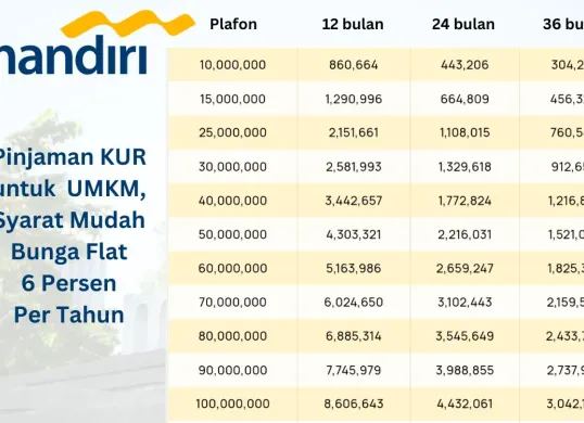 Cek plafon pinjaman KUR Mandiri 2025 terbaru, modal Rp50 juta bisa diajukan UMKM dengan syarat mudah tanpa agunan. (Sumber: Poskota/Faiz)