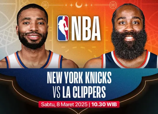 Link live streaming LA Clippers vs New York Knicks dalam pertandingan lanjutan NBA musim 2024-25. (Sumber: Vidio)