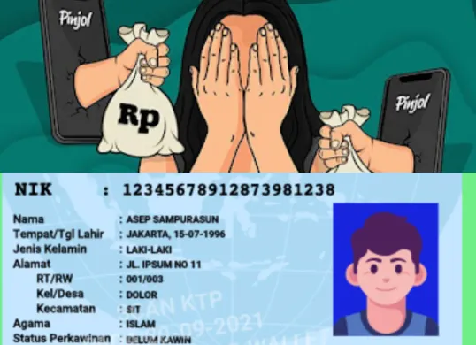 Ilustrasi penyalahgunaan data NIK KTP yang digunakan untuk pinjol. (Sumber: Poskota/Dzikri)