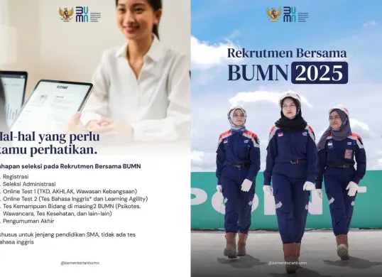 Persyaran dan proses pendaftaran Rekrutmen Bersama BUMN 2025. (Sumber: BUMN)