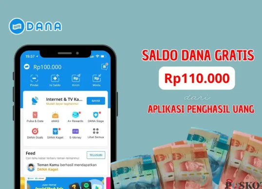 Berikut ini cara untuk klaim saldo DANA gratis Rp100.000 dari aplikasi penghasil uang. (Sumber: Poskota/Iko Sara Hosa)