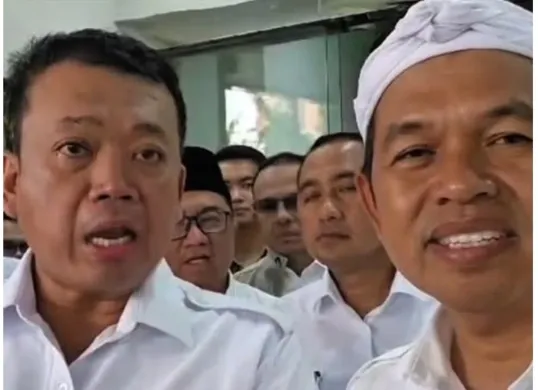 Gubernur Jabar Dedi Mulyadi mendatangi kantor Menteri Agraria dan Tata Ruang/Kepala Badan Pertanahan Nasional (ATR/BPN), Nusron Wahid, untuk mendiskusikan masalah lahan diatas bantaran sungai. (Sumber: Instagram Dedi Mulyadi)