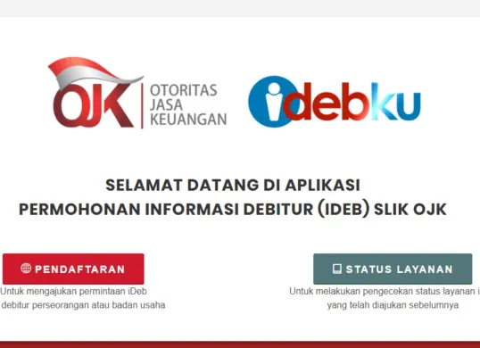 Cara cek SLIK OJK secara online melalui website resmi. (Sumber: idebku.ojk.go.id)