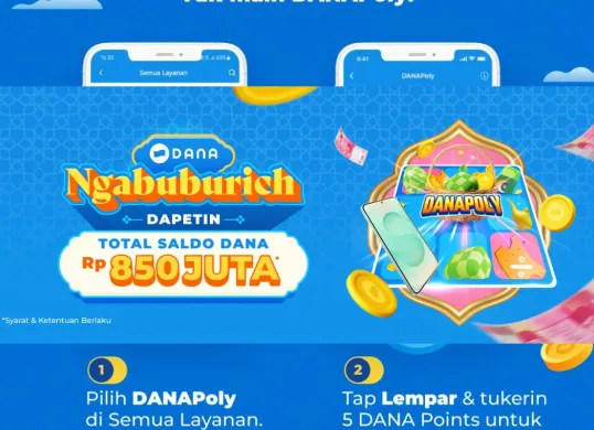 Ilustrasi dapat saldo e-wallet 
gratis dari main DANAPoly (Sumber: dana.id)