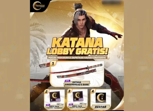 Kode Redeem FF terbaru hari ini Rabu 12 Maret 2024 berhadiah Katana Gingerbread Bane gratis. (Garena Indonesia)