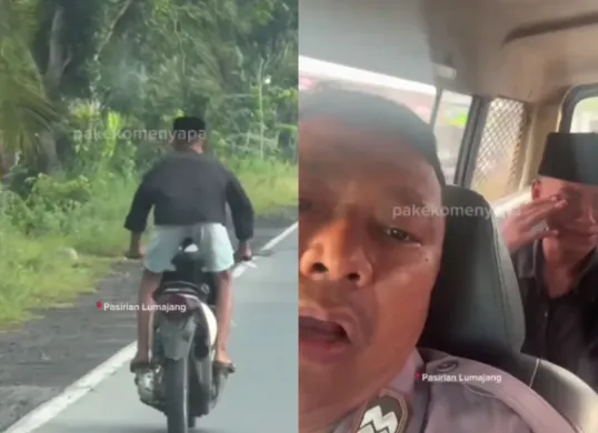 Bocah laki-laki di Lumajang mengejek polisi saat patroli berakhir menangis saat ditangkap. (Sumber: Tangkap Layar Instagram/@medsoszone)