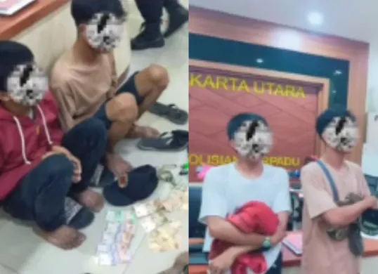 Dua terduga pelaku pemalakan sopir truk di Tanjung Priok, Jakarta Utara ditangkap polisi. (Sumber: Instagram/@polrestrojakut)