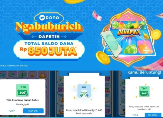 Pas ngabuburit Main DANAPoly bisa dapat saldo DANA sampe Rp850 juta (Sumber: dana.id dan Kolase X)