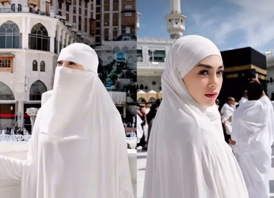 Celine Evangelista yang jalani umrah dan gunakan cadar. (Sumber: Instagram/@celine_evangelista)