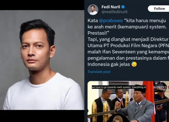 Komentar Fedi Nuril terhadap Ifan Seventeen (Sumber: X/@realfedinuril)