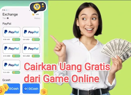 Ilustrasi dapat uang gratis yang bisa dicairkan dari game penghasil uang. (Sumber: Play Store|Freepik|edited Poskota/Kamila Sayara)