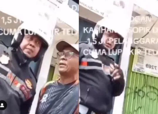 Momen oknum petugas Dishub Kota Bekasi diduga melakukan pungli minta Rp1,5 juta ke sopir. (Sumber: Tangkap Layar Instagram/@jabodetabek24info)