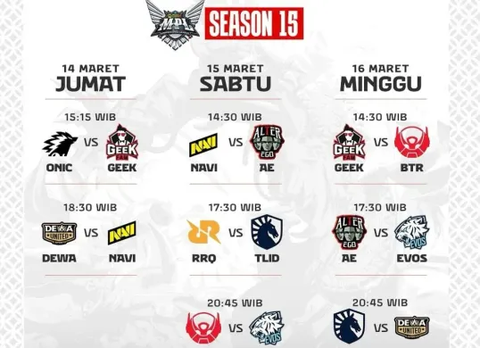 Jadwal MPL Indonesia season 15 pekan 2 tahun 2025 (Sumber: Instagram/@revivaltvid)