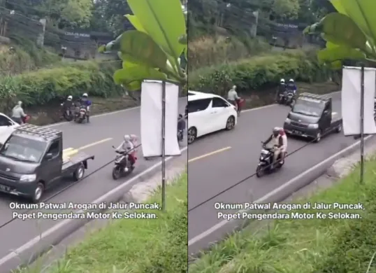 Aksi dugaan patwal tendang motor mendapat sorotal netizen hingga menjadi viral di media sosial. (Sumber: X/@WagimanDeep212_)