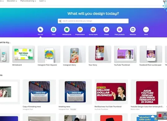 Ilustrasi tampilan aplikasi Canva untuk edit foto. (Sumber: YouTube/kendedes Komputer)