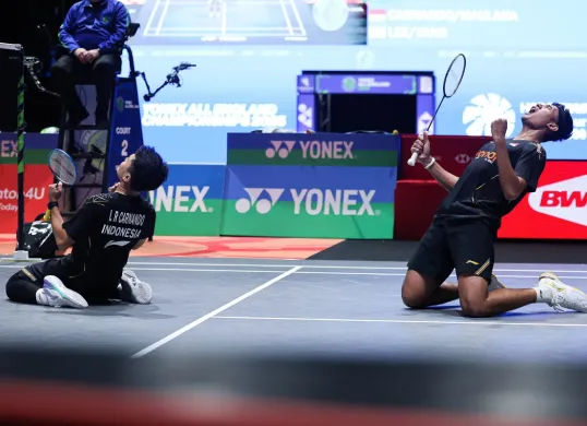 Leo Rolly Carnando/Bagas Maulana berhasil menembus final All England 2025 (Sumber: @INABadminton)