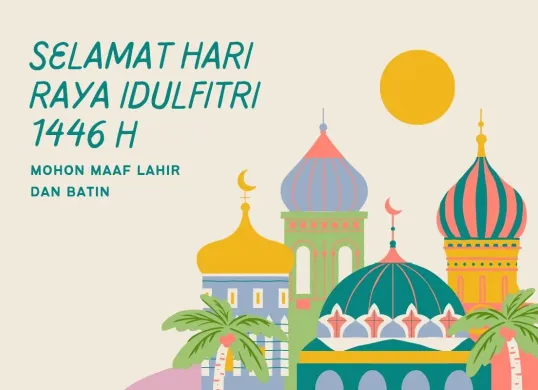 Kartu ucapan Idul Fitri 2025 gratis dan lucu. (Sumber: Dok/Canva)