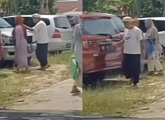 Seorang pengemis memiliki mobil dan diduga pura-pura buta saat hendak menaiki mobilnya . (Sumber: Tangkap Layar TikTok/@gimanahariiniii)