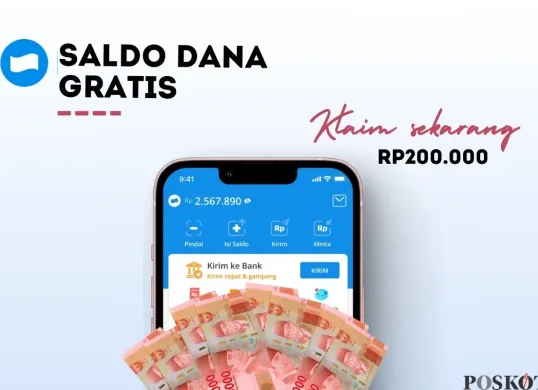 Klaim saldo DANA gratis Rp200.000. (Sumber: Poskota/Della Amelia)