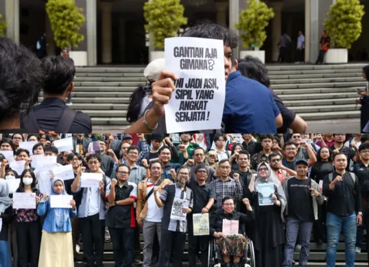 Potret aksi tolak RUU TNI yang dilakukan mahasiswa dan dosen UGM. (Sumber: UGM)