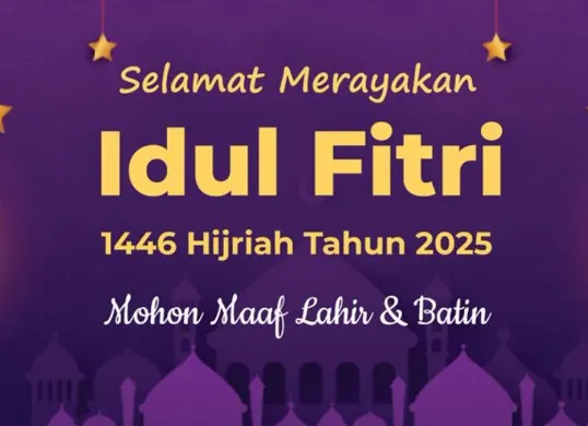 Ilustrasi kartu ucapan Idul Fitri 2025. (Sumber: Pinterest)