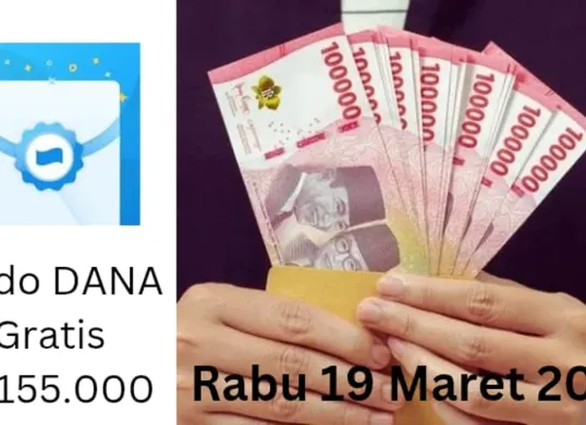 Saldo DANA gratis Rp155.000 bisa diklaim ke dompet elektronik hari ini Rabu 19 Maret 2025. (Sumber: Poskota/Gabriel Omar Batistuta)