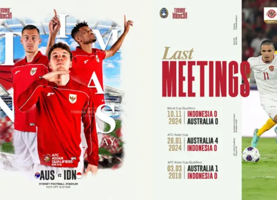 Link live streaming Timnas Indonesia vs Australia hari ini, 20 Maret 2025, kick off pukul 16.00 WIB. (Sumber: Instagram/@timnasindonesia)