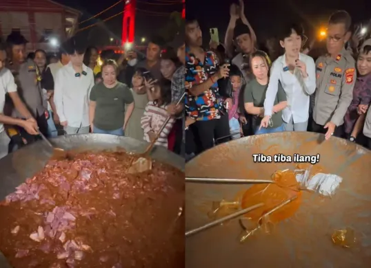 Willie Salim masak 200 kg rendang di Palembang, tetapi habis saat belum sempat dibagikan. (Sumber: Tangkap Layar TikTok/@williesalim)