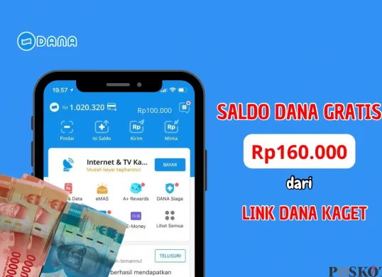 Berikut ini cara klaim saldo DANA gratis hingga Rp160.000 dari link DANA kaget hari ini.