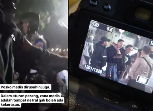 Posko medis di lokasi demonstrasi Tolak RUU TNI di Malang disebut kena serbu aparat gabungan Polisi dan TNI. (Sumber: Istimewa)