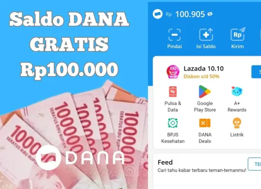 Tiga cara instan dapatkan saldo DANA Gratis Rp100.000. (Sumber: Poskota/Syania Nurul Lita Baikuni)