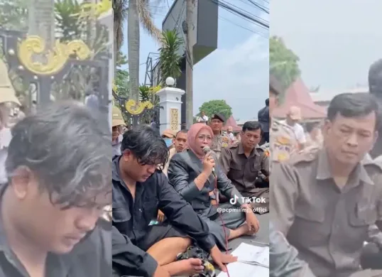 Perwakilan DPRD Lumajang menyatakan penolakan penetapan UU TNI, Senin, 24 Maret 2025. (Sumber: X/@BAXSXIA)