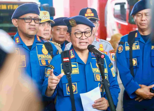 Gubernur Jakarta Pramono Anung usai apel kesiapsiagaan di kantor Gulkarmat Jakarta, Jalan Zainul Arifin, Jakarta Pusat, Senin, 24 Maret 2025. (Sumber: Kominfotik)