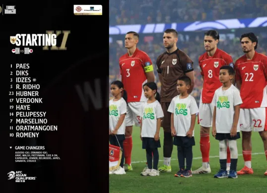 Starting XI Timnas Indonesia vs Bahrain Kualifikasi Piala Dunia 2026.