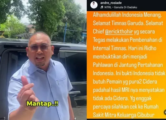 Mertua Pratama Arhan, Andre Rosiade nyinyir sebut Mees Hilgers pura-pura cedera hingga absen bela Timnas Indonesia. (Sumber: Instagram/@andre_rosiade)