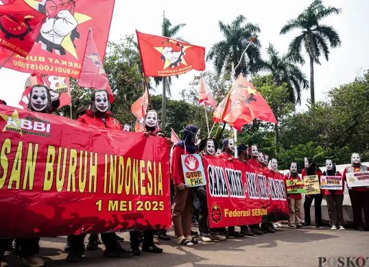 Buruh akan gelar demo besar pada Kamis, 28 Agustus 2025, apa saja tuntutannya?. (Sumber: Poskota/Bilal Nugraha Ginanjar)