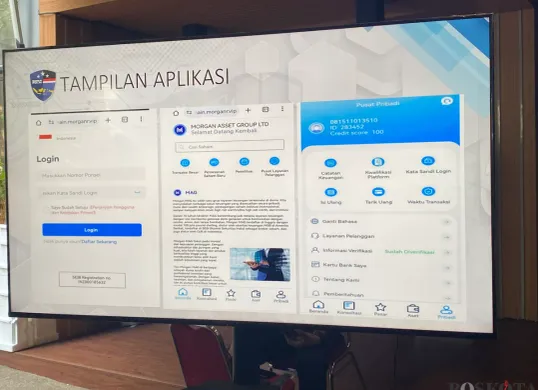 Tampilan aplikasi penipuan online yang diungkap polisi. (Sumber: Poskota/Primayanti Juli Kumala Manalu)