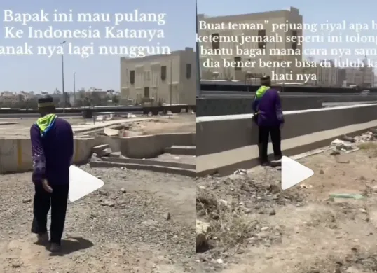 Seorang jamaah haji lansia asal Indonesia terekam kamera tengah mencari jalan pulang di Kota Madinah, viral karena ingin kembali ke Tanah Air meski ibadah belum selesai. (Sumber: Instagram/@unikinfold)
