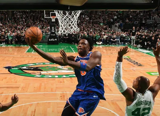 OG Anunoby, salah satu pemain yang tampil gemilang saat New York Knicks mengalahkan Boston Celtics di game 1 semifinal wilayah timur playoff NBA 2025. (Sumber: Instagram @nyknicks)