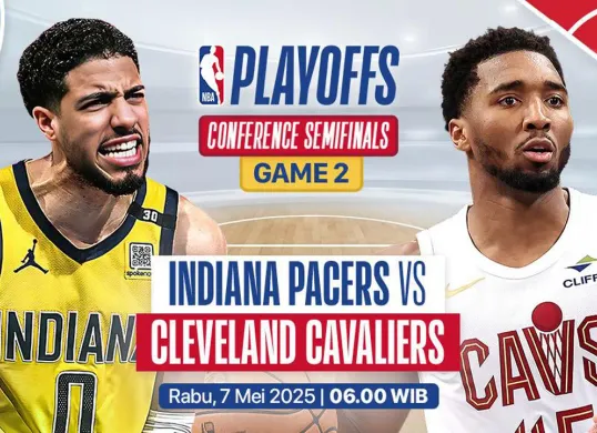 Link live streaming playoff NBA 2025 Cleveland Cavaliers vs Indiana Pacers. (Sumber: Vidio)