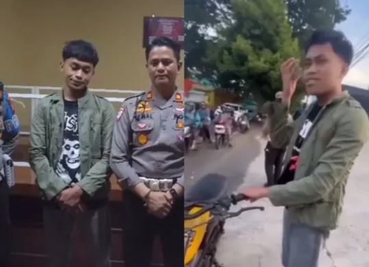 Pengendara motor arogan yang mengaku anak pensiunan polisi di Maros akhirnya meminta maaf. (Sumber: Tangkap Layar Instagram/@medsoszone)