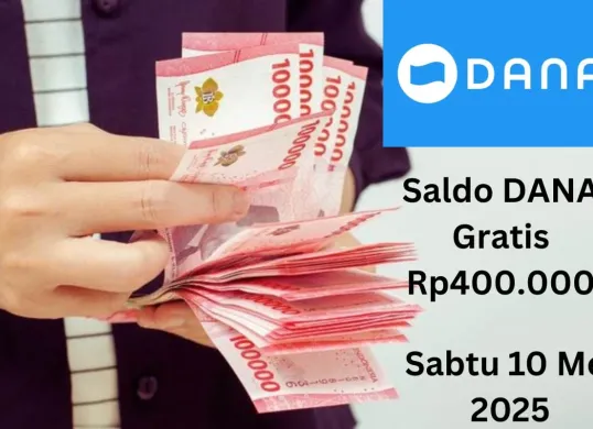 Selamat Anda bisa klaim saldo DANA gratis Rp400.000 cair ke dompet elektronik Sabtu 10 Mei 2025. (Sumber: Poskota/Gabriel Omar Batistuta)