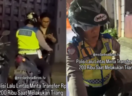 Polisi diduga melakukan pungli kepada pengendara motor dengan meminta transfer Rp200.000. (Sumber: Tangkap Layar Instagram/@medsoszone)