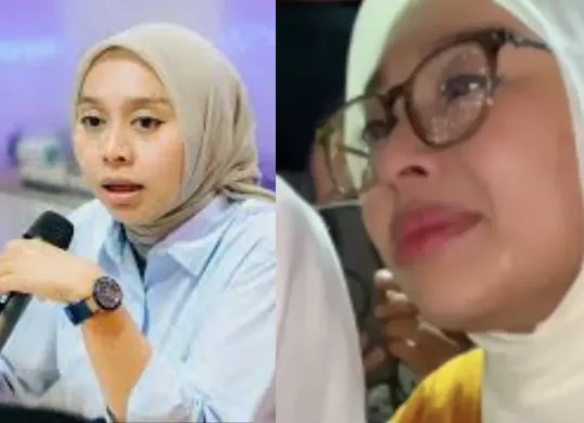 Wakil Bupati Garut, Putri Karlina, terlihat menangis usai mendengarkan curahan hati seorang ibu tunggal dalam video yang viral di media sosial. (Sumber: TikTok/@asligarut__)